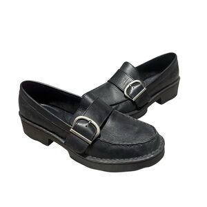Born Contessa Platfrom Loafer Buckle Women's Black Leather Casual Shoe Size 8